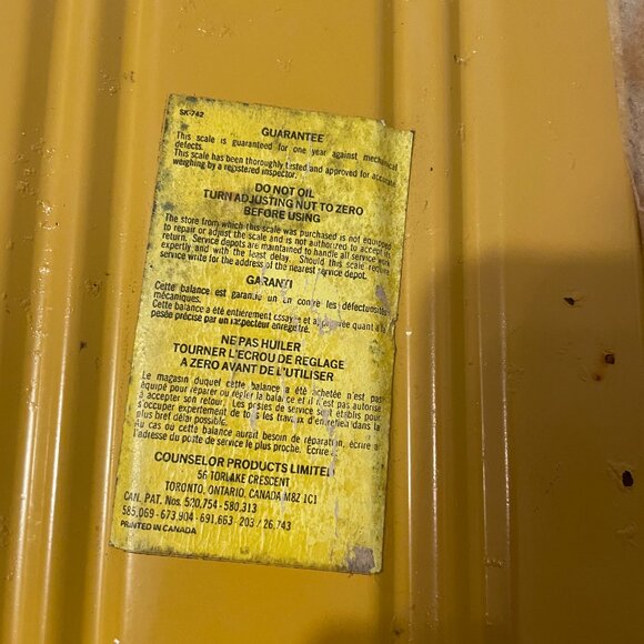 1960s furry yellow Counselor bathroom weight scale! - Picture 8 of 8